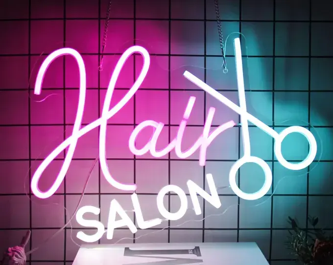 Neon sign ideas for London hair salons and beauty studios